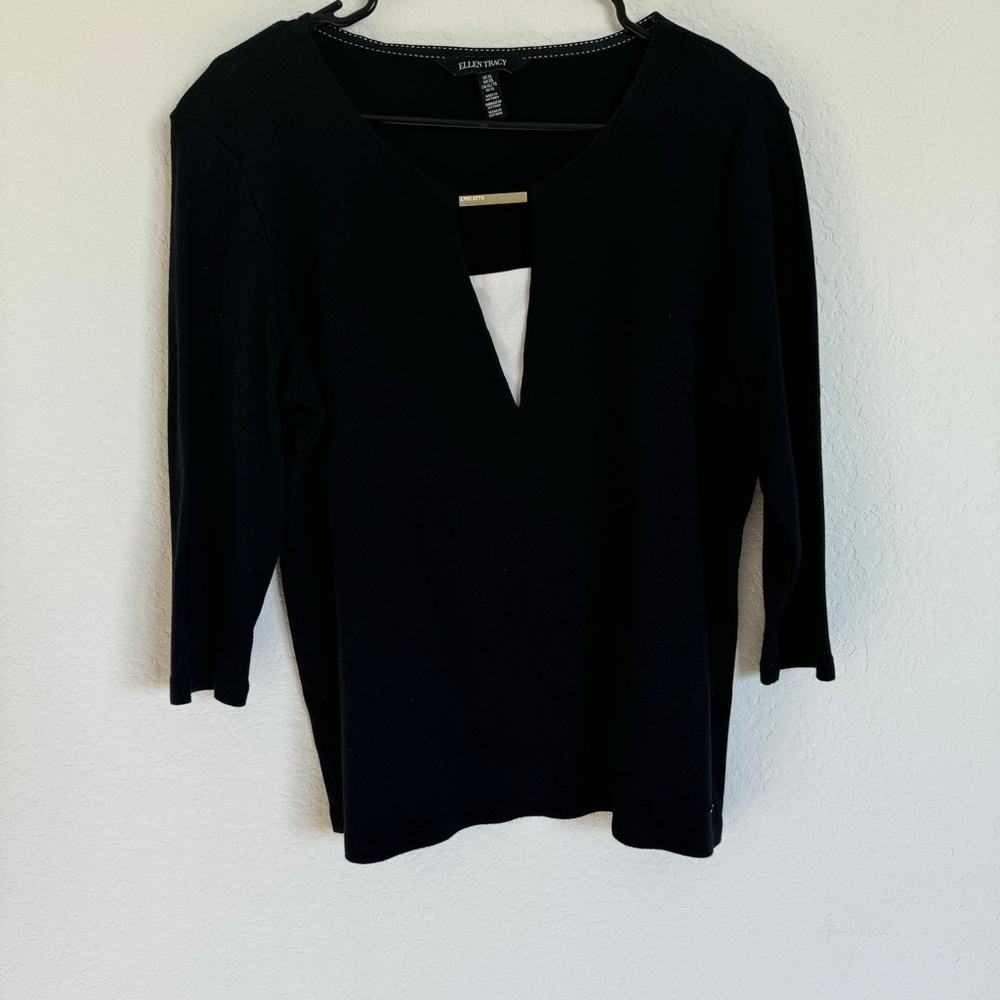 Ellen Tracy T-Shirt Women’s  3/4 Sleeve Top Casual Ladies